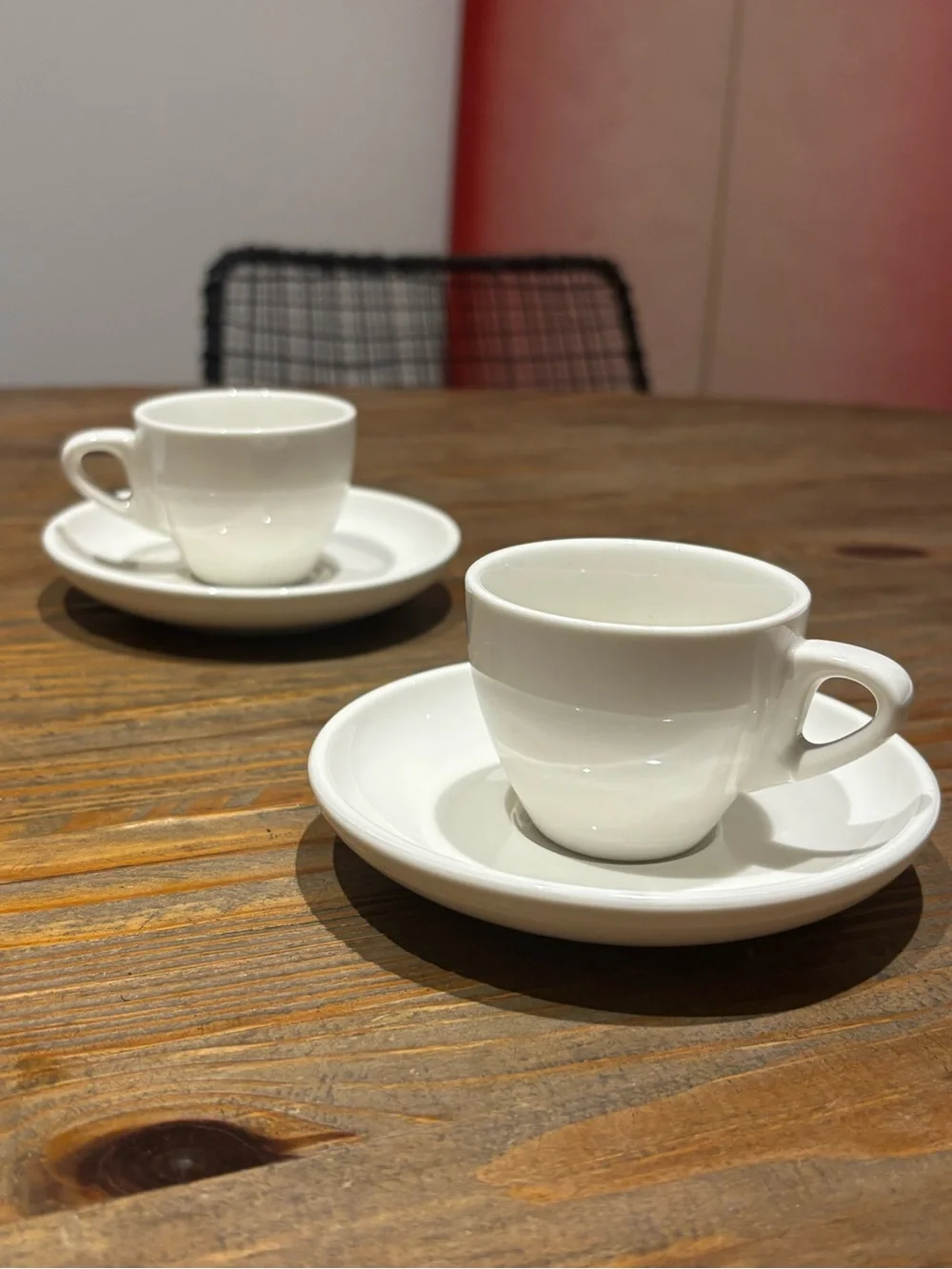 Classic White Ceramic Espresso Cup & Saucer Set - 2 Pack